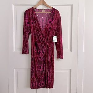 Anne Klein NWT Wrap Python Print Dress & bonus necklace